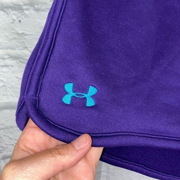 Under armour pull on athletic shorts w/drawstring purple & teal sz XS woman - Picture 2 of 6